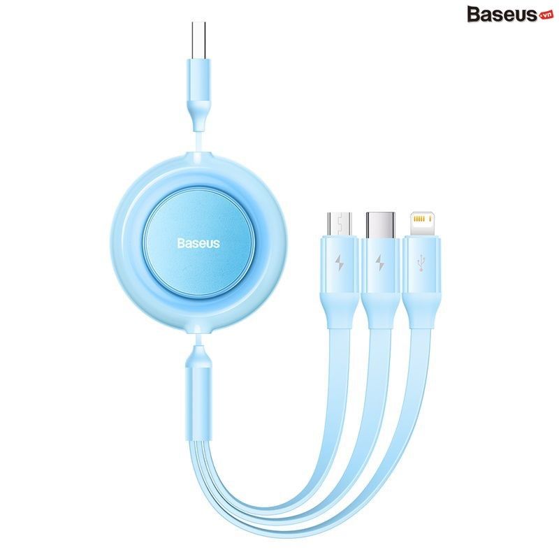 Cáp Sạc Dây Rút Thế Hệ Mới Baseus Bright Mirror 2 Series Retractable 3-in-1 Fast Charging Data Cable (USB to M+L+C 3.5A 1.1m)