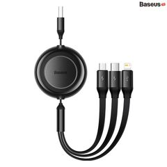 Cáp Sạc Dây Rút Thế Hệ Mới Baseus Bright Mirror 2 Series Retractable 3-in-1 Fast Charging Data Cable (USB to M+L+C 3.5A 1.1m)