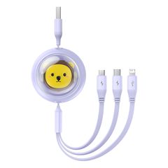 Cáp Sạc Nhanh Đa Năng Baseus Leo Retractable Charging Cable 3-in-1 USB to M+L+C 3.5A 1.1m