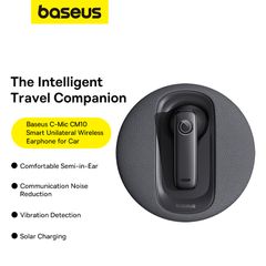 Tai Nghe Bluetooth Tích Hợp Đế Sạc Trên Xe Ô Tô Baseus C-Mic CM10 (Smart Unilateral Wireless Earphone for Car)
