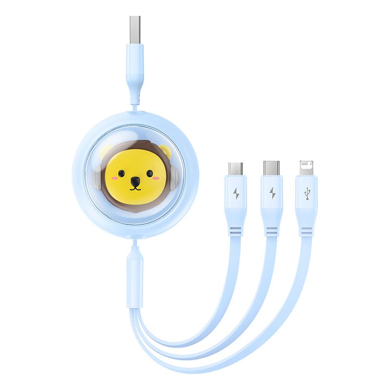 Cáp Sạc Nhanh Đa Năng Baseus Leo Retractable Charging Cable 3-in-1 USB to M+L+C 3.5A 1.1m