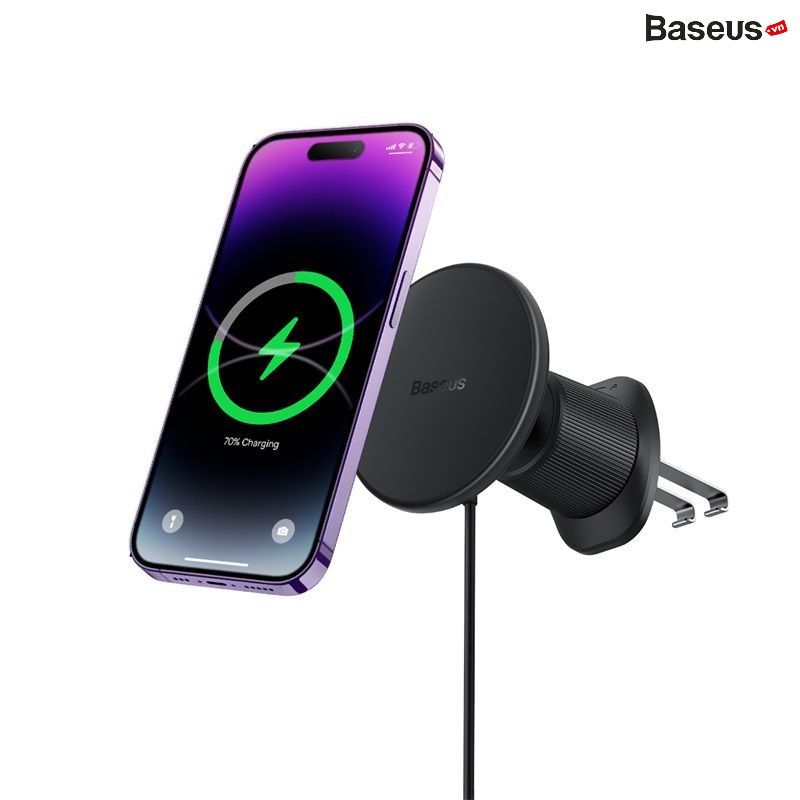 Đế Giữ Điện Thoại Tích Hợp Nam Châm Baseus CW01 Magnetic Wireless Charging Car Mount Air Vent Version Sạc Không Dây 15W (Magsafe Wireless Quick Charger and Holder for Car)