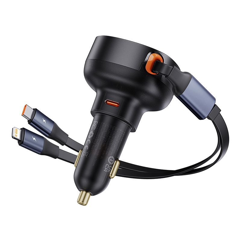 Tẩu Sạc Ô Tô Baseus Enjoyment Pro Car Charger Tích Hợp Cáp Type C & iPhone Cable 60W