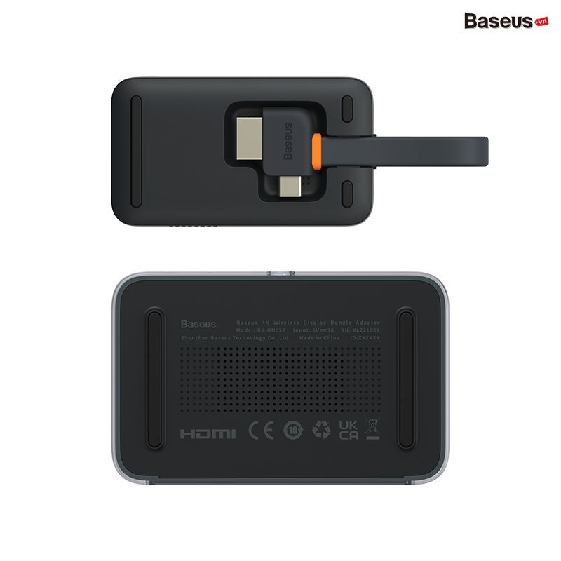 Bộ Truyền Hình Ảnh Qua HDMI Không Dây Baseus 4K Wireless Display Dongle Adapter Cho Smartphone/ iPad/ Macbook (4K/30Hz,Miror/ Multi-Screen Dual Mode HDMI/VGA, Support Samsung DEX)