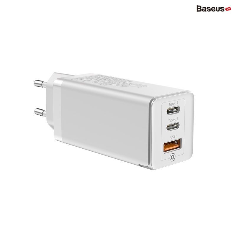 Bộ sạc nhanh đa năng thế hệ mới Baseus GaN Travel Quick Charger 65W cho Smartphone/Tablet/iPad/Macbook/Laptop (Type Cx2 + USB, PD3.0/PPS/QC4.0/SCP/FCP Multi Quick Charge Protocol, GaN Technology)