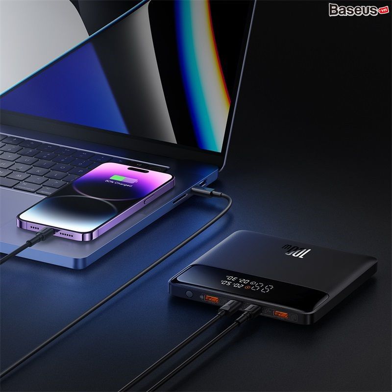 Pin Sạc Dự Phòng Laptop Baseus Blade High Power Digital Display Quick Charge Power Bank 20000mAh 100W (Sạc siêu nhanh, 4 cổng sạc Cx2 + USBx2, kèm cáp C to C, New Upgrade Version)