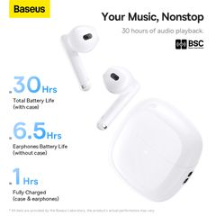 Tai Nghe Bluetooth Baseus WX5 True Wireless Earphone 4-Mic ENC Call Earbuds 30 Hours (Bluetooth 5.3, 0.06' Low Latency TWS Earphones)