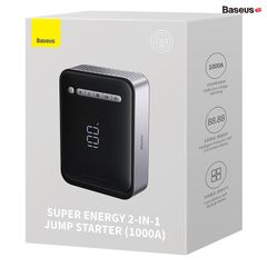 Bơm Lốp Đa Năng Kiêm Kích Bình Ô Tô Baseus Super Energy 2-in-1 Jump Starter Sạc Pin Cầm Tay 8000mAh