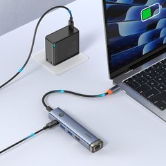 Hub Chuyển Đa Năng Baseus UltraJoy Series 5-Port HUB AIR Space (HDMI4K@60Hz+USB3.0+PD+RJ45)