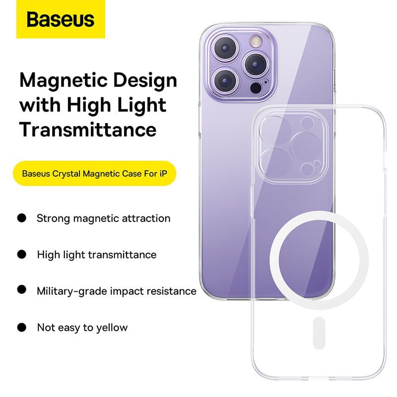 Ốp Lưng Siêu Mỏng Từ Tính Baseus Crystal Series Magnetic cho iPhone (Tặng kèm cường lực)