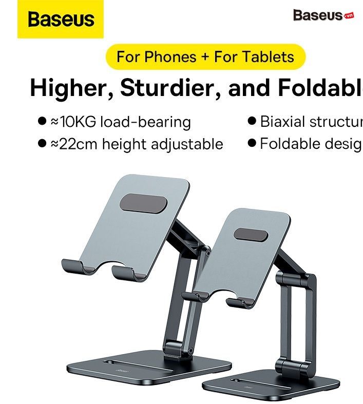 Giá Đỡ Điện Thoại iPad Hợp Kim Nhôm Xếp Gọn Baseus Desktop Biaxial Foldable Metal Stand