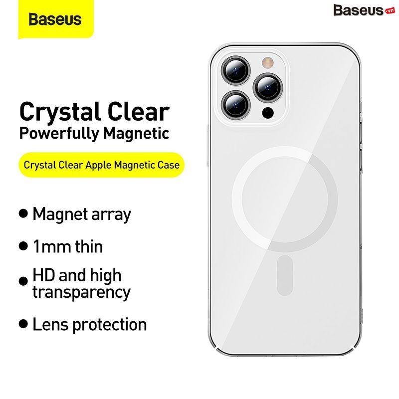 Ốp lưng nhựa cứng siêu mỏng từ tính Baseus Crystal Magnetic Phone Case For iP 13 2021