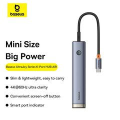 Hub Chuyển Đa Năng Baseus UltraJoy Series 5-Port HUB AIR Space (HDMI4K@60Hz+USB3.0+PD+RJ45)