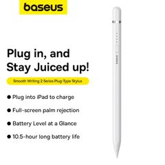 Bút Cảm Ứng Baseus Stylus Gen 2 Dùng Cho iPad (Palm Reject, Magnetic, Wireless Charging, Bluetooth, App control)