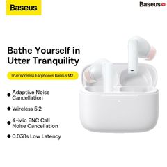 Tai Nghe Bluetooth Chống Ồn Chủ Động Baseus Bowie M2 True Wireless (ANC TWS, Bluetooth 5.2, APP Control, No-delay & HD Stereo Gaming Earbuds)