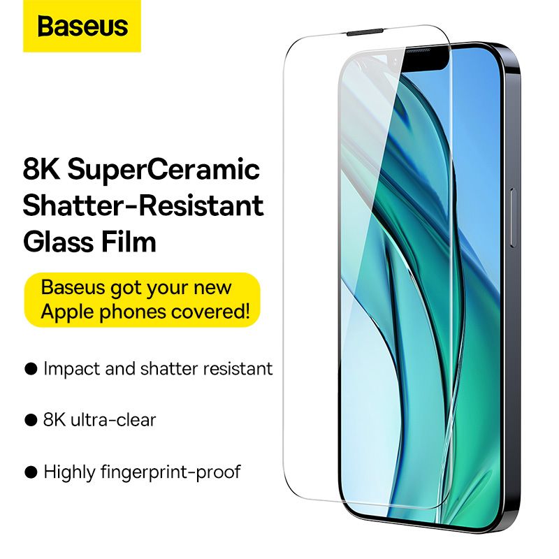 Kính Cường Lực Full HD 8K Chống Bụi Màn Loa Cho iPhone 14 series Baseus All-glass Nano Crystal Tempered Glass Film 0.3mm New 2022 (Full kính, full viền, Bộ 2 cái + Khung cố định hỗ trợ dán)