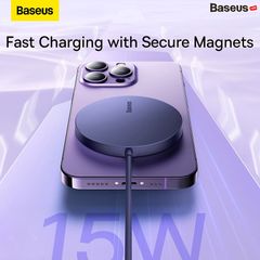 Đế Sạc Không Dây Baseus Simple Mini3 Magnetic Wireless Charger 15W (Magnetic Wireless Smart Charger Dùng Cho iPhone 12 13 14 Series Airpods 3 Android)