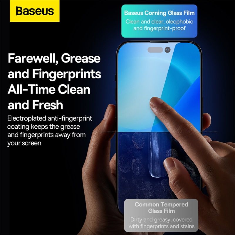 Kinh Cường Lực Baseus All-glass Corning Peep-proof Tempered Glass Film 0.4mm 2022 cho iPhone 12/13/14 Pro Max (Pack of 2)