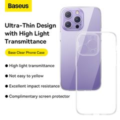 Ốp Lưng Baseus Crystal Series Clear Phone Case for iP 14 Plus, Clear (With all-tempered-glass screen protector and cleaning kit)