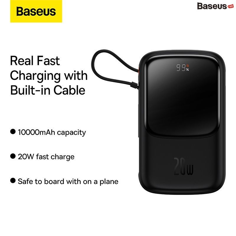 Pin Dự Phòng Sạc Nhanh Baseus Qpow Pro Digital Display Fast Charge Power Bank 10,000mAh Cho IPhone, Type-C