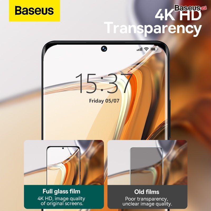 Kính Cường Lực Cao Cấp Siêu Bảo Vệ Baseus 0.25mm Full Screen Curved Surface Full Rubber Tempered Glass Film for XIAOMI MI12/12X