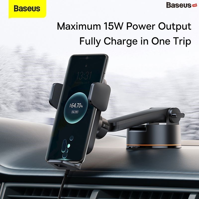 Bộ Đế Giữ Điện Thoại Tích Hợp Sạc Không Dây Baseus Wisdom Auto Alignment Car Mount Wireless Charger (QI 15W)