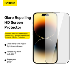 Kính Cường Lực Cao Cấp Bảo Vệ Mắt Baseus 0.3mm Glare Repelling Full-Coverage Eye-Protection Tempered Glass Screen Protector Cho iPhone 13 14 New 2023