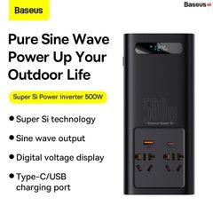 Bộ Chuyển Đổi Điện Áp DC to AC dùng cho Xe Hơi Baseus Super Si Power Inverter 500W (220V CN/EU)