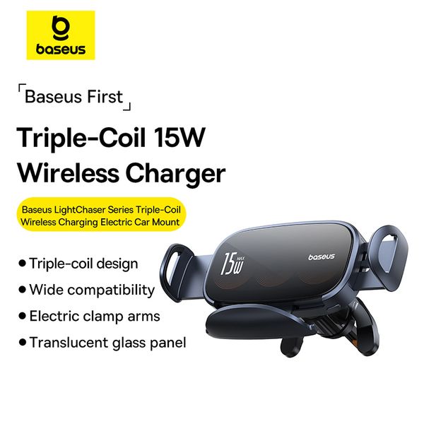 Giá Đỡ Điện Thoại Ô Tô Baseus Lightchaser Series Triple-Coil Wireless Charging Electric Car Mount (Sạc không dây 15W)