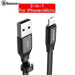 Cáp sạc và truyền dữ liệu đa năng Baseus Dual 23cm/ 1.2m ( 1 đầu dùng chung cho cả Android và Apple IOS )