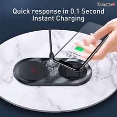 Bộ đế sạc nhanh không dây 2 trong 1 Baseus Simple Wireless Charger Turbo Edition (20W, Phone + Airpods Pro)