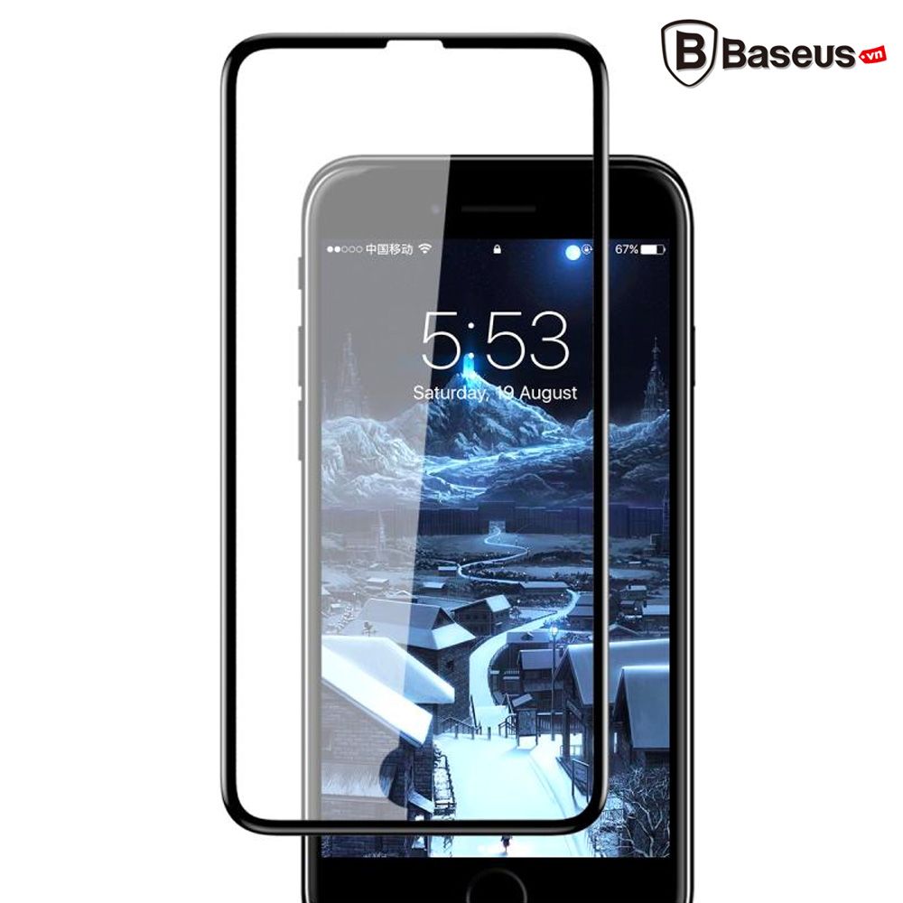 Kính cường lực 3D Baseus Silk Screen LV217 cho iPhone 6 7 8 / 6 7 8 Plus ( 0.23mm,Full màn hình, Viền dẽo 3D Soft Edge PET, Chống nứt bể mép)