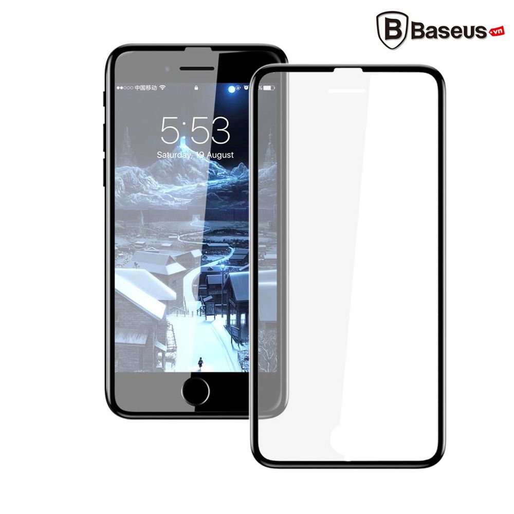 Kính cường lực 3D Baseus Silk Screen LV217 cho iPhone 6 7 8 / 6 7 8 Plus ( 0.23mm,Full màn hình, Viền dẽo 3D Soft Edge PET, Chống nứt bể mép)