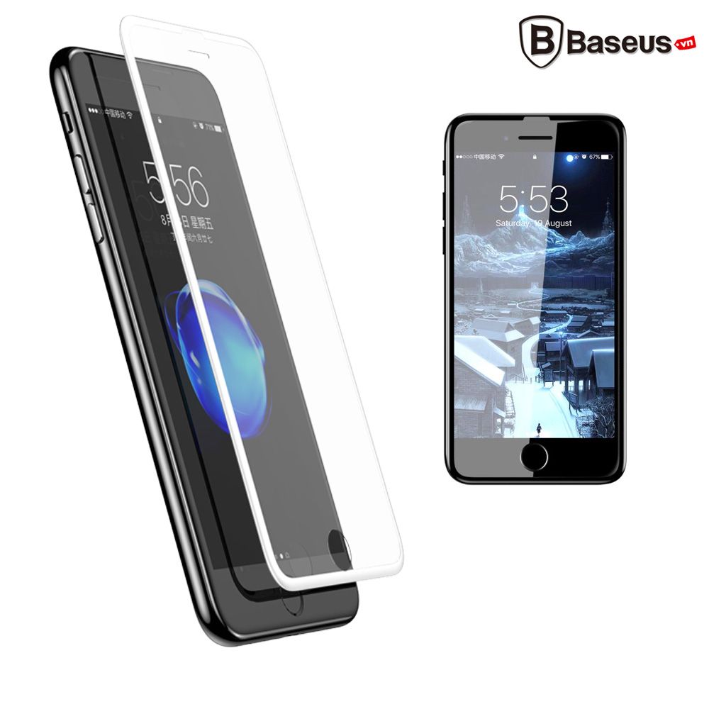 Kính cường lực 3D Baseus Silk Screen LV217 cho iPhone 6 7 8 / 6 7 8 Plus ( 0.23mm,Full màn hình, Viền dẽo 3D Soft Edge PET, Chống nứt bể mép)