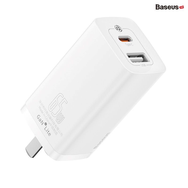 Cốc Sạc Nhanh Baseus GaN2 Lite Quick Charger 65W (Super Vooc, PD3.0/PPS/QC4.0/SCP/FCP Multi Quick Charge Protocol, New Upgrade Technology)