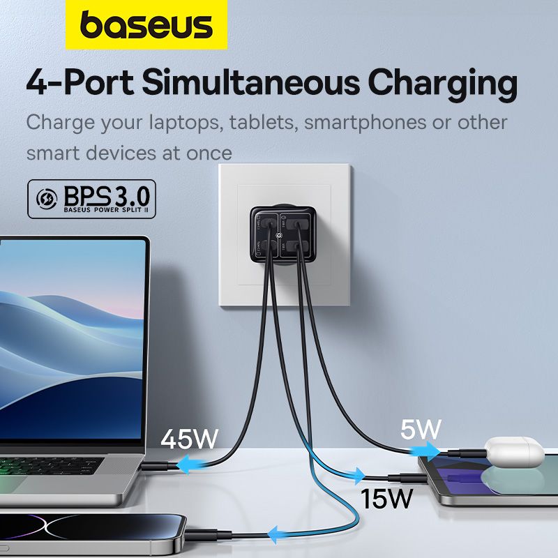 Củ Sạc Nhanh Baseus GaN6 Pro Fast Charger 2C+2U 65W (Multi Quick Charger Support)