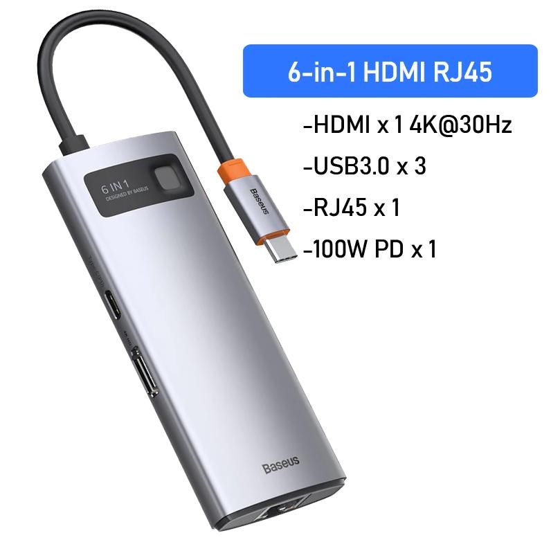 Hub chuyển đa năng Baseus Metal Gleam Series Multifunctional Docking Station cho Macbook/Laptop/Smartphone/Tablet/iPad (Type-C to HDMI/DP/VGA/USB3.1/USB3.0/LAN/SD Card Reader/Type C PD 100W, Multifunctional HUB)