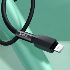 Cáp sạc nhanh 2.4A cho iPhone Baseus Silica Gel Lightning Cable (2.4A/480Mbps, 1m, Metal SR Siêu bền, Chống bám bẩn, chống gảy đầu cáp)
