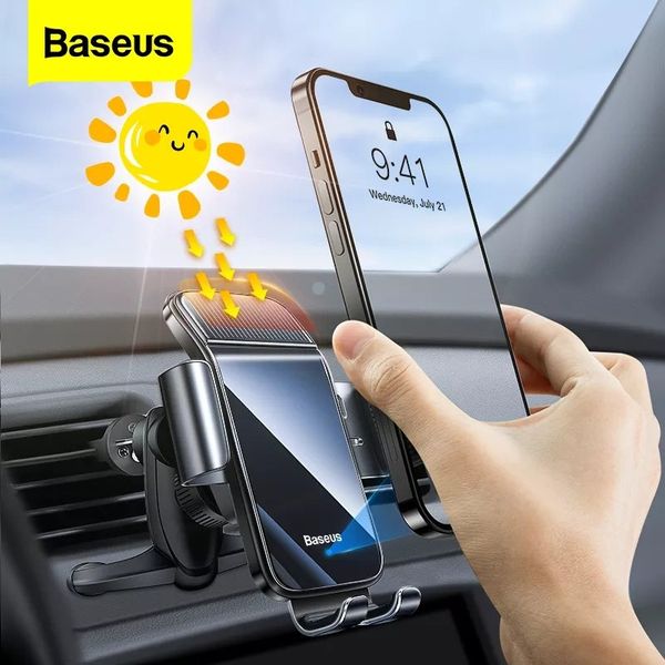 Đế giữ điện thoại cảm biến cho xe ô tô và xe máy Baseus Smart Solar Power Wireless Car Mount Electric Holder