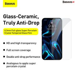 Kính cường lực CY-YMS Baseus 0.3mm Full-screen and Full-glass Super porcelain crystal Tempered Glass Film For iP 13 2021 (2pcs/Pack+Pasting Artifactl)