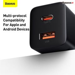 Sạc Nhanh Nhỏ Gọn Baseus Super Si Pro Quick Charger C+U 30W