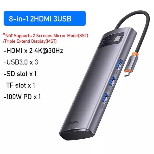 Bộ Hub Mở Rộng Đa Năng Baseus Metal Gleam Multifunctional Gen2 Cho Macbook/Laptop/iPad/Smartphone/Tablet (Gen2 New Upgrade Edition)