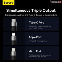 Cáp Sạc Đa Năng Baseus StarSpeed 1-for-3 Fast Charging Data Cable USB to Micro Lightning Type C 3.5A