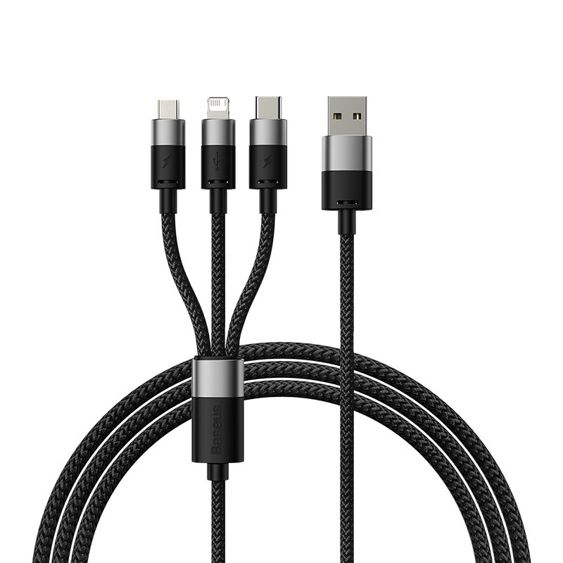 Cáp Sạc Đa Năng Baseus StarSpeed 1-for-3 Fast Charging Data Cable USB to Micro Lightning Type C 3.5A