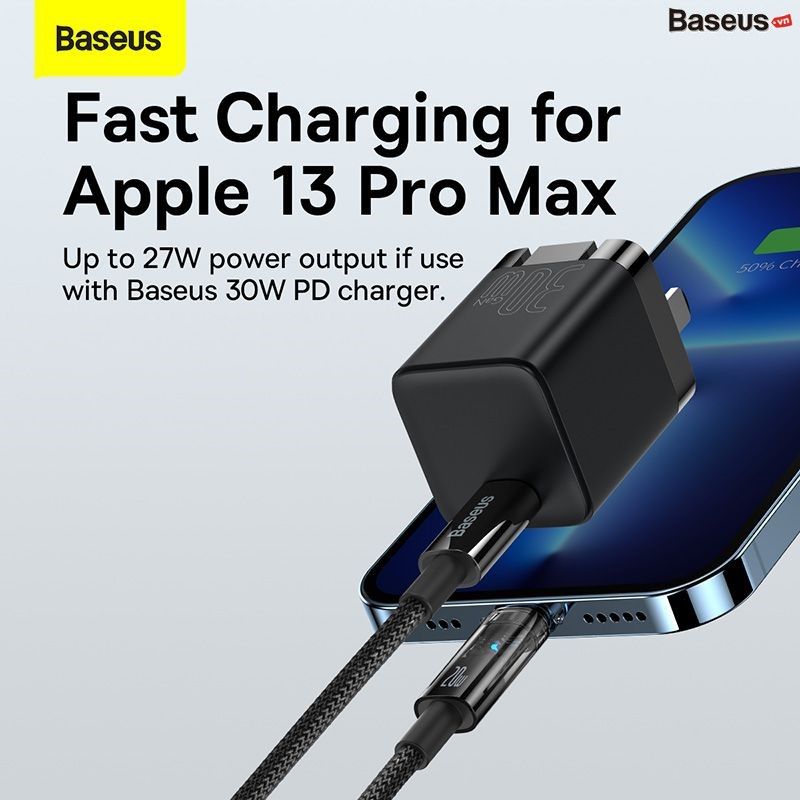 Cáp Sạc nhanh Tự Ngắt Baseus Explorer Series cho iPhone/ iPad (Type C to Lightning Auto Power-Off, PD 20W Fast Charging Data Cable)