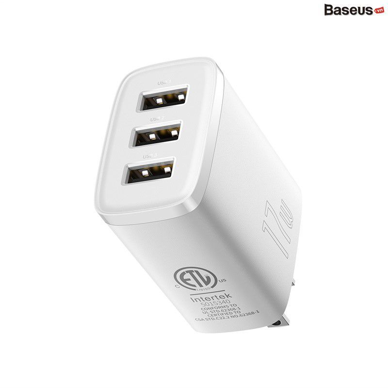 Bộ Sạc Đa Năng Baseus Compact Charger 3 Cổng Sạc 17W