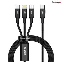 Cáp sạc 3 đầu Baseus Rapid Series 3-in-1 PD 20W (Type C to Type C/Lightning/Micro USB, Fast Charging & Data Cable)