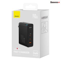 Củ Sạc Nhanh Baseus GaN5 Pro Fast Charger 140W (kèm cáp C to C, Type C*2 + USB, PD/QC4.0/QC3.0/AFC/FCP Quick-Charger)