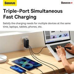 Củ Sạc Nhanh Baseus GaN5 Pro Fast Charger 140W (kèm cáp C to C, Type C*2 + USB, PD/QC4.0/QC3.0/AFC/FCP Quick-Charger)