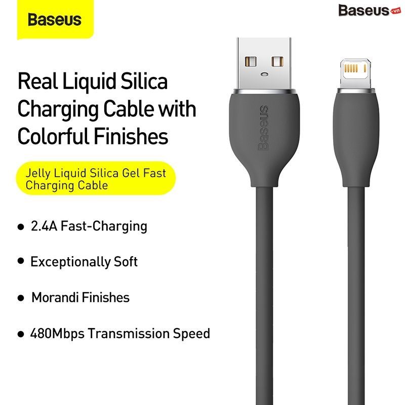 Cáp sạc nhanh cho IPhone Baseus Jelly Liquid Silica Gel Fast Charging 2.4A Data Cable